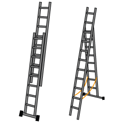 Scala telescopica pieghevole: scala da appoggio, scala scorrevole e scala a  cavalletto in una