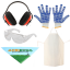 Kit protezione: occhiali, cuffie, bandana Agrieuro, guanti e grembiule