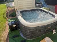 Spa Gonflable Intex PureSpa Greystone Deluxe 4 Places - 175x175 Cm - Chauffage 2200W, Bulles, Chlorateur Salin
