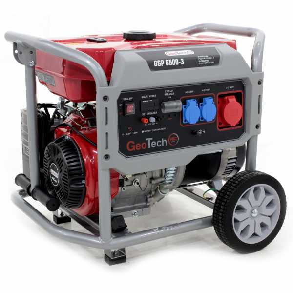 GeoTech Pro GGP 6500-3 - Generatore di corrente 5,0 KW trifase a benzina - Carrellato