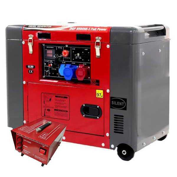 Generatore di corrente 5,5 kW diesel GeoTech Pro DGP8500SE-3 Full-power silenziato + ATS Trifase