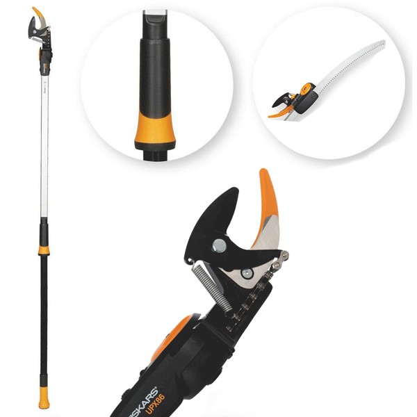 Forbicione da potatura telescopico professionale Fiskars UPX86 - asta 240/400 cm + segaccio - Ø 32mm