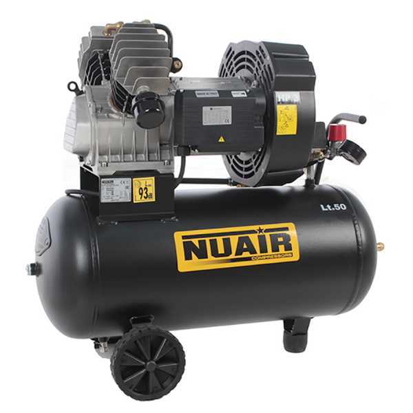 Compressore aria elettrico carrellato Nuair GVM/50 testata a V motore 3 HP - 50 lt NuAir