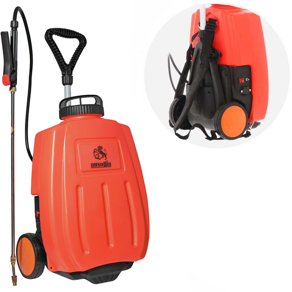 Ausonia - Pompa irroratrice a spalla carrellabile 16L - Batteria 12V - 10Ah