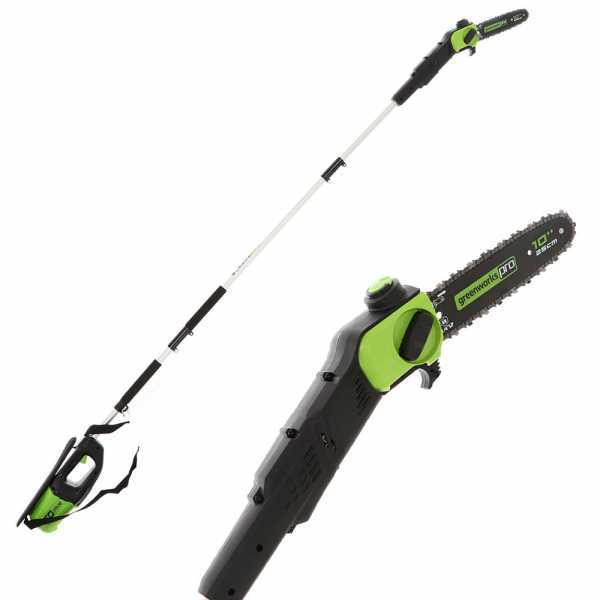Greenworks GD60PS - Potatore a batteria a spalla su asta di prolunga - Batteria 60V 2Ah