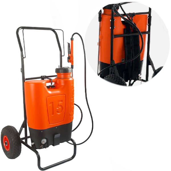 Stocker 1247 - Pompa irroratrice a spalla con trolley - 15L - 12V - 10Ah