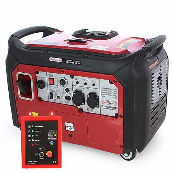 GeoTech PTGA 5000i - Generatore di corrente inverter 3,5 kW monofase silenziato con ATS - Avv. elettrico