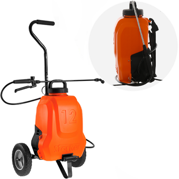 Stocker 1239 - Pompa irroratrice a spalla + trolley - Batteria al litio - 12L