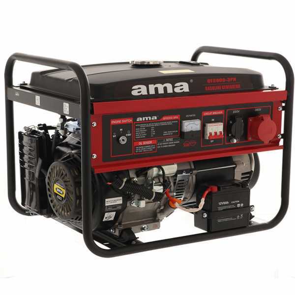 AMA QF6000 3PH - Generatore di corrente con AVR e avv.elettrico 6.5 kW - Continua 6 kw Trifase