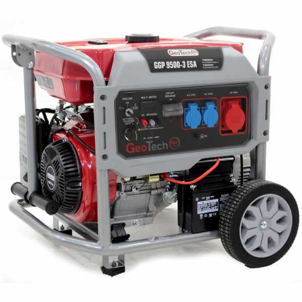 GeoTech Pro GGP 9500-3 ESA - Generatore di corrente 7,5 KW trifase carrellato, avv. elettrico