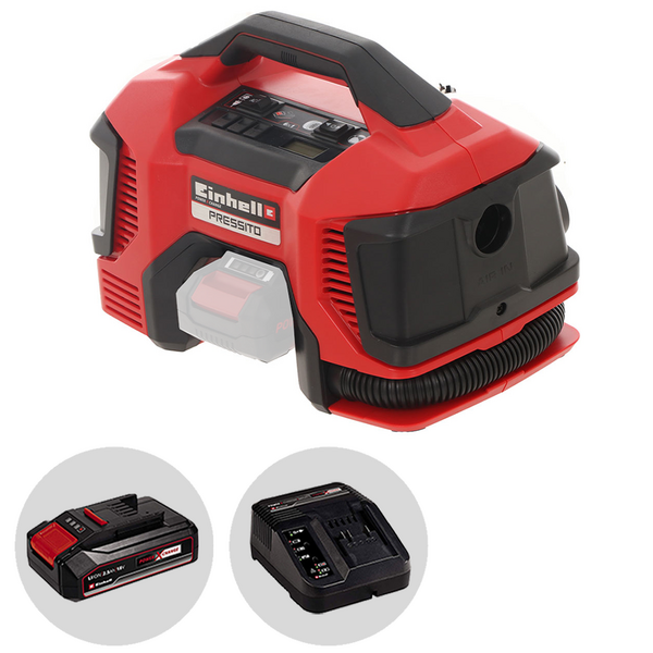 Einhell PRESSITO TE-AC 18/11 LiAC - Compressore aria a batteria compatto portatile - 2.5Ah 18V