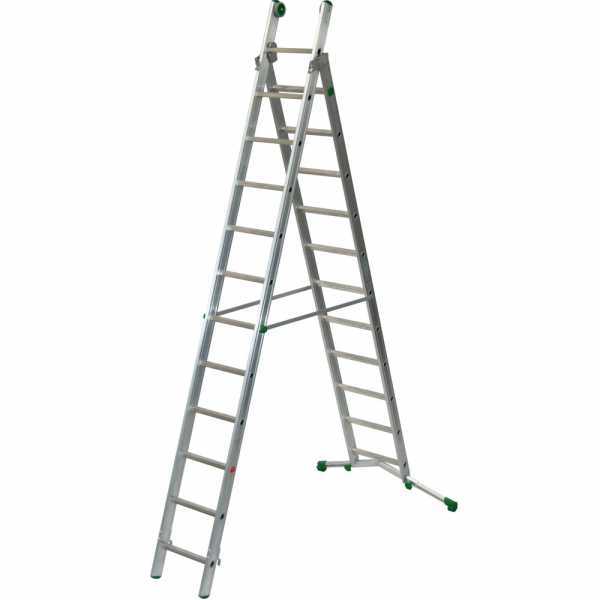 Scala Appoggio Facal Stilo In Alluminio | 13 Gradini, Altezza 3.96 Mt | Pioli Quadri 24x24 Mm | Conforme EN-131