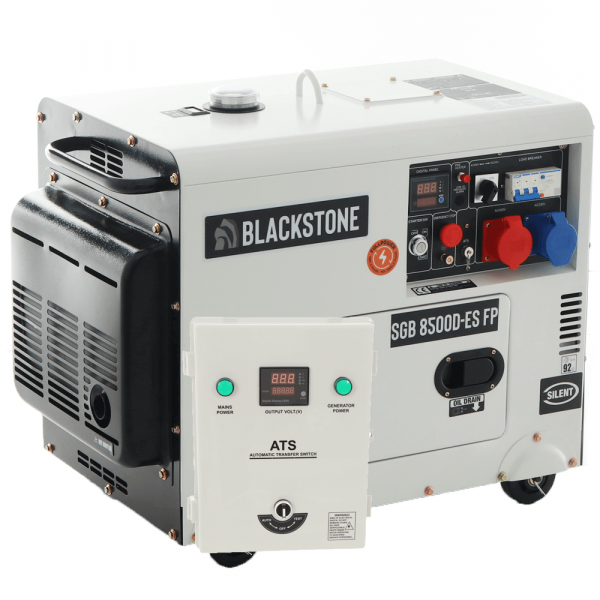 BlackStone SGB 8500 D-ES FP - Generatore di corrente carrellato silenziato diesel con AVR 6.3 kW - Continua 6 kW Full-Power + ATS Monofase