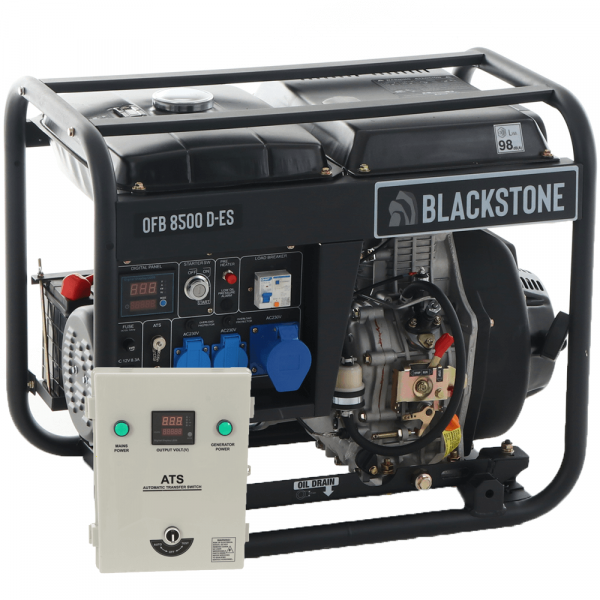 BlackStone OFB 8500 D-ES - Generatore di corrente diesel con AVR 6.3 kW - Continua 6 kW Monofase + ATS