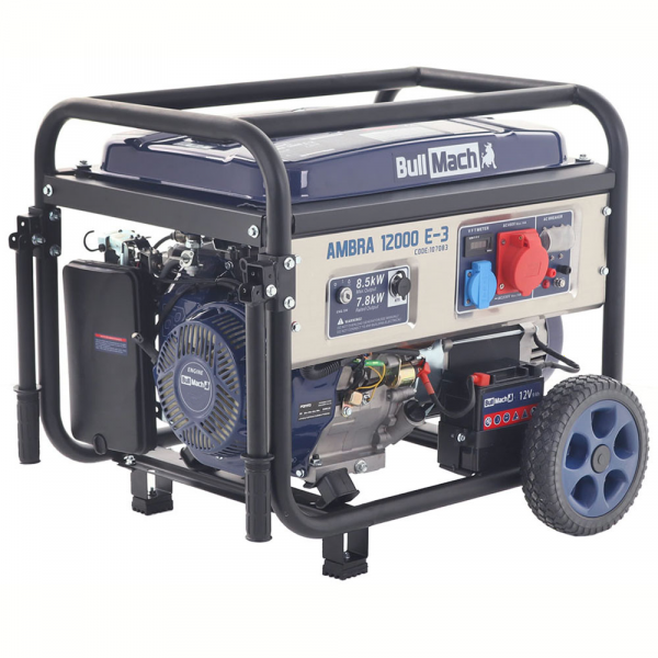 Generatore di corrente 7,8 Kw trifase BullMach AMBRA 12000 E-3 - Versione carrellata