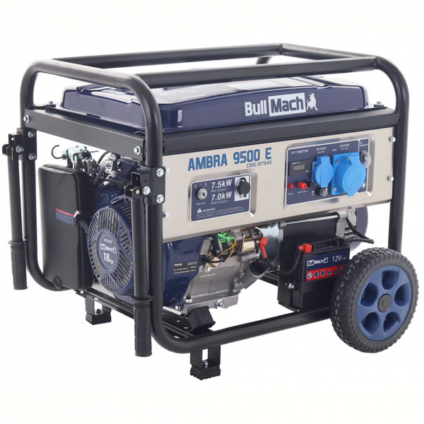 BullMach AMBRA 9500 E - Generatore di corrente carrellato a benzina con AVR 7.5 kW - Continua 7 kW Monofase bma