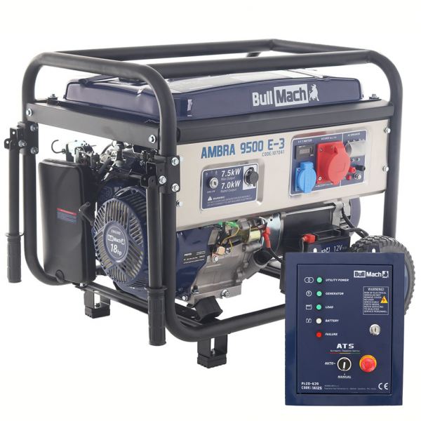 Generatore di corrente 7,0 Kw trifase BullMach AMBRA 9500 E-3 - Quadro ATS incluso
