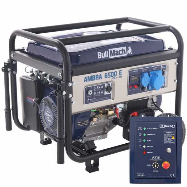 Generatore di corrente 5,0 Kw monofase BullMach AMBRA 6500 E - Quadro ATS incluso