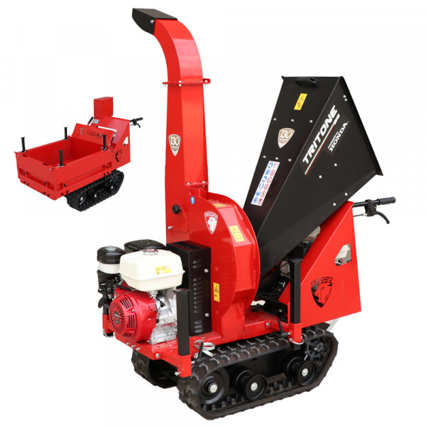 Biotrituratore semovente a cingoli su motocarriola Ceccato Olindo Tritone BIG CINGO - Motore Honda GX390 Ceccato Olindo