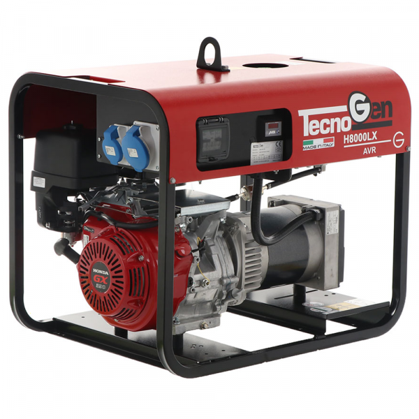 TecnoGen H8000LX - Generatore di corrente 5,2 kW monofase a benzina - Motore Honda GX 390