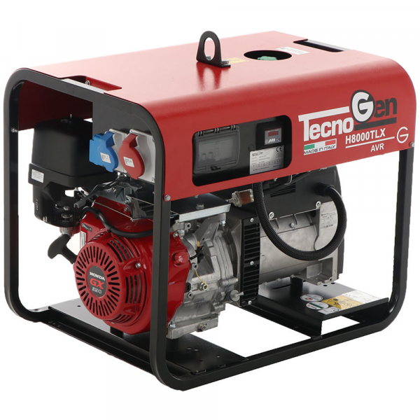 TecnoGen H8000TLX - Generatore di corrente 5,6 kW trifase a benzina - Motore Honda GX 390