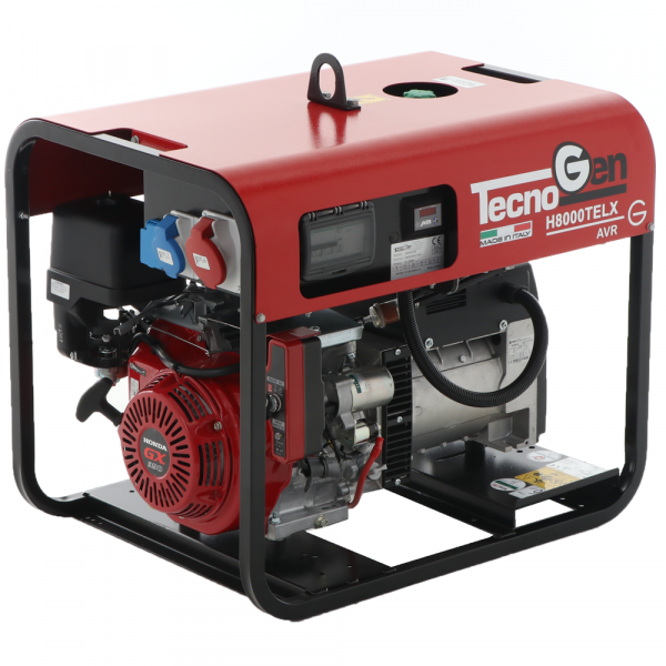 TecnoGen H8000TELX - Generatore di corrente 5,6 kW trifase a benzina - Avviamento elettrico