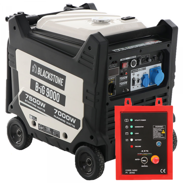 BlackStone B-iG 9000 - Generatore di corrente inverter 7,0 kW monofase - Quadro ATS incluso BlackStone