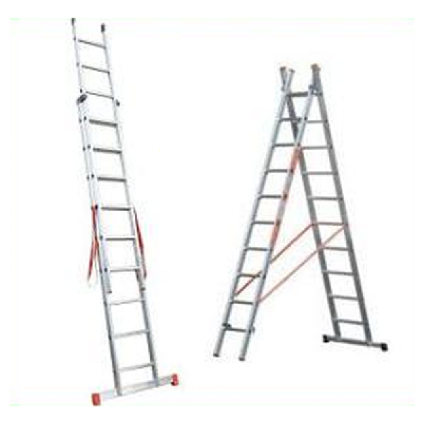 Facal Genia G200-2, 2x6 gradini, 3.20 m - Scala telescopica in alluminio - Altezza stimata operativa 4.10 m Facal