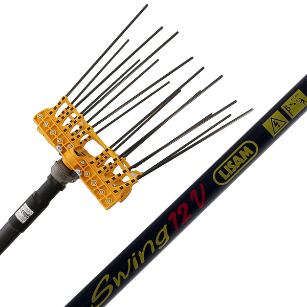 Lisam Swing - Abbacchiatore Elettrico a batteria - Con 8 + 8 denti in carbonio - 240 cm - Asta Fissa