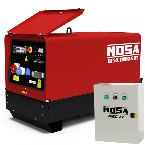 Generatore di corrente silenziato 8 kW Trifase diesel MOSA GE SX-11000 KDT - Kohler-Lombardini KDW702 - Quadro ATS incluso