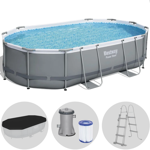 Bestway Power Steel 56448 - 488x305x107 cm - Piscina Ovale Bestway