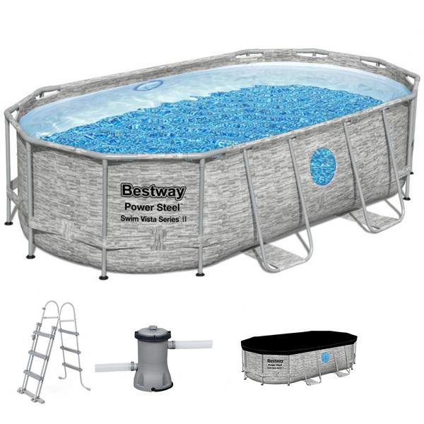 Bestway Power Steel Swim Vista 56714 - Piscina Ovale
