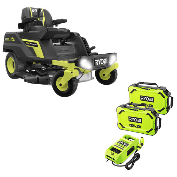Ryobi ZTRX76 - Trattorino tagliaerba a batteria a raggio zero - 72V/20Ah taglio da 76cm - 2in1