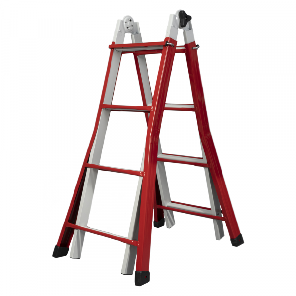 Scala Multiuso In Alluminio 4+4 Gradini - Telescopica Fino A 4m, Portata 150kg, Prodotta In Italia, Certificata UNI EN 131