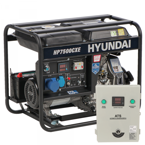 Hyundai HP7500CXE - Generatore di corrente diesel monofase - 4.5 KW +  Hyundai