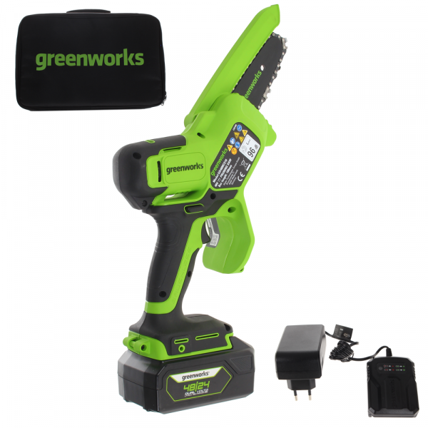 Greenworks GD48MCS10XK2 - Potatore a batteria manuale - 48V 2Ah Greenworks