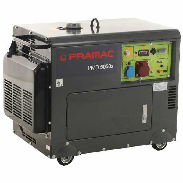 OUTLET - DIFETTI ESTETICI - Generatore di corrente 3,6 kW trifase diesel Pramac PMD5050s silenziato - Con ruote