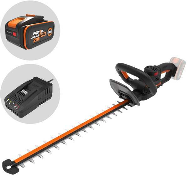 Worx Nitro WG263E - Tagliasiepi a batteria 20V/4Ah - Lama da 57 cm