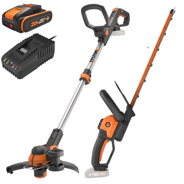 Worx WG918E - Kit Tagliasiepi + Tagliabordi a batteria - 20/2Ah