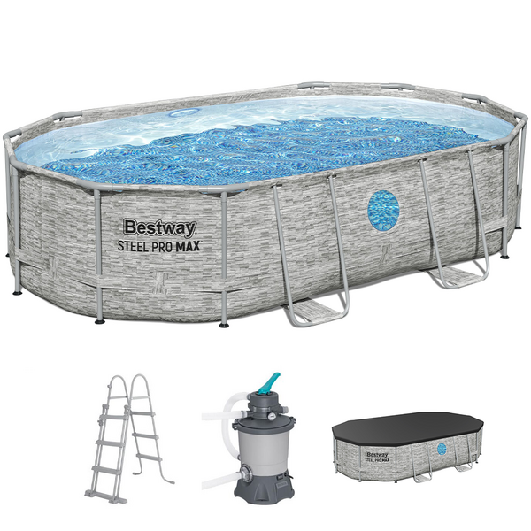 Bestway Steel Pro Max Splashview 56946 - Piscina Ovale per 7-8 Persone