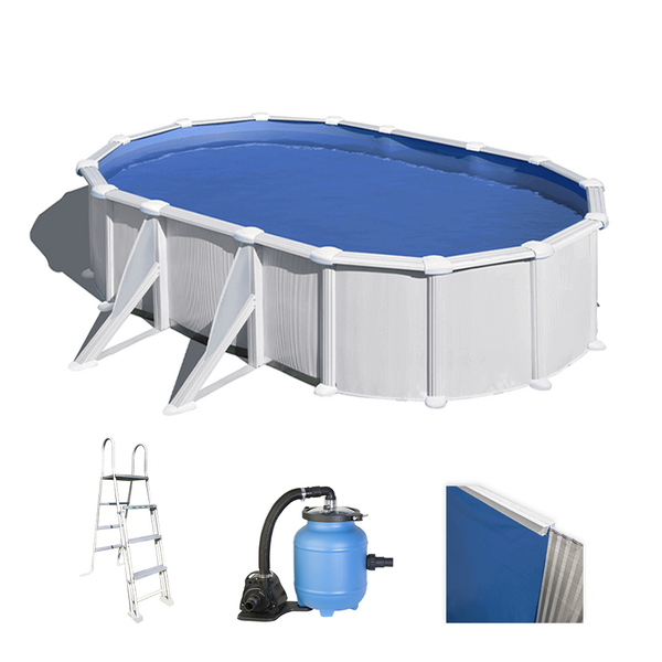 Gre Atlantis Ovale 610x375x120cm - Piscina fuori terra in acciaio - Filtro Aqualoon