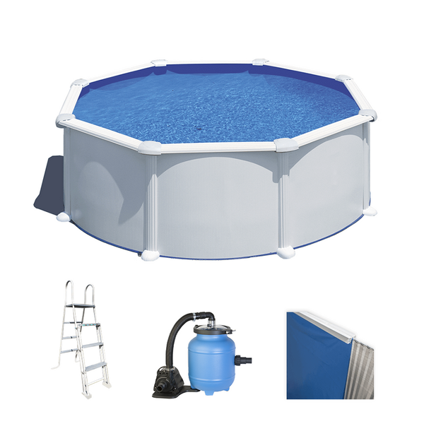 Gre Atlantis Rotonda 350 x 132cm - Piscina fuori terra in acciaio - Filtro Aqualoon