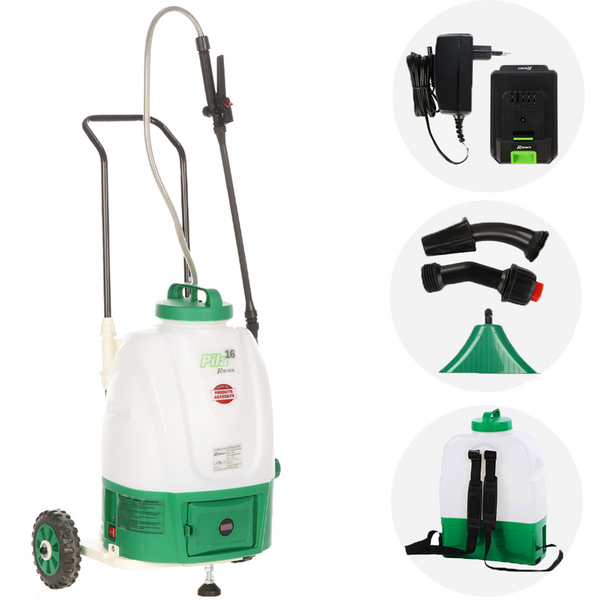 Ribimex Pila 16 - Pompa irroratrice carrellata a batteria - 16 litri - 20V - 2Ah