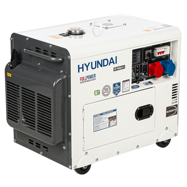 OUTLET - DIFETTI ESTETICI - Hyundai HP7500LN-3 - Generatore di corrente 5,5 kW FullPower diesel silenziato - Continua 5 kw - Avv. elettrico