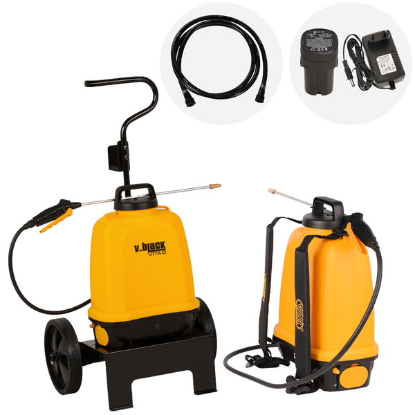 Volpi V-BLACK VITA 12 - Pompa irroratrice elettrica a batteria a spalla con trolley - Con tubo da 2m