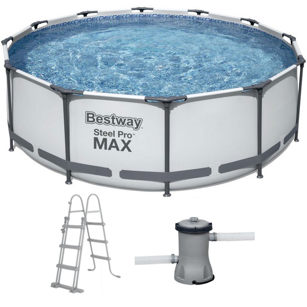 OUTLET - SENZA IMBALLO ORIGINALE - Bestway Steel Pro Max 56418 - Piscina Rotonda + Pompa filtro 16 W e scaletta