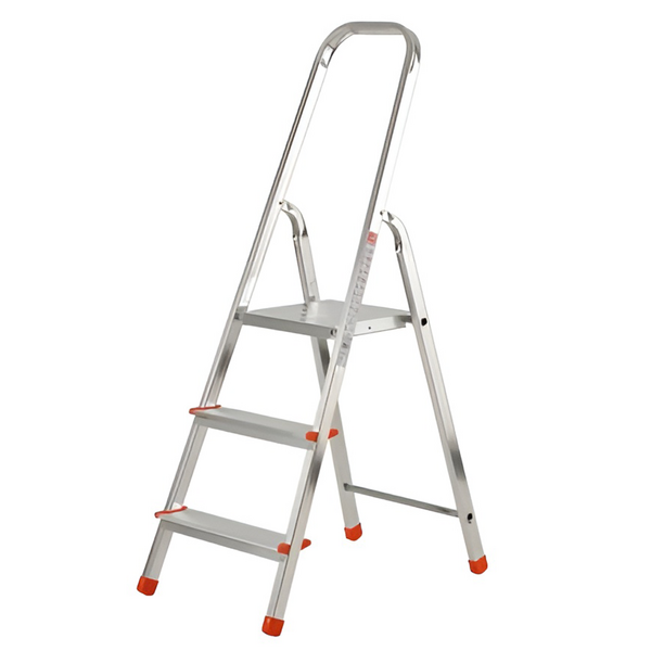 Gierre Scalamia AL130 , 3 gradini, 1.20 m - Scalandrino in alluminio con cavalletto - Altezza stimata operativa 2.49 m Gierre