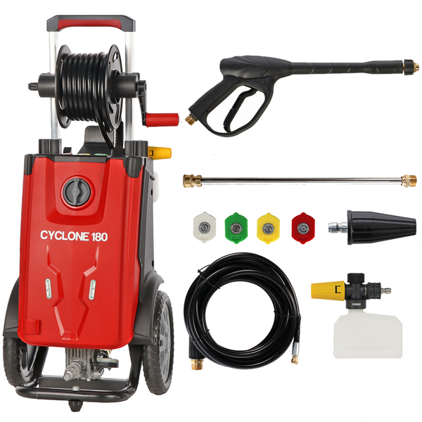 GeoTech Cyclone 180 - Idropulitrice con lancia professionale + spurgatubi - 180 bar - 480 l/h
