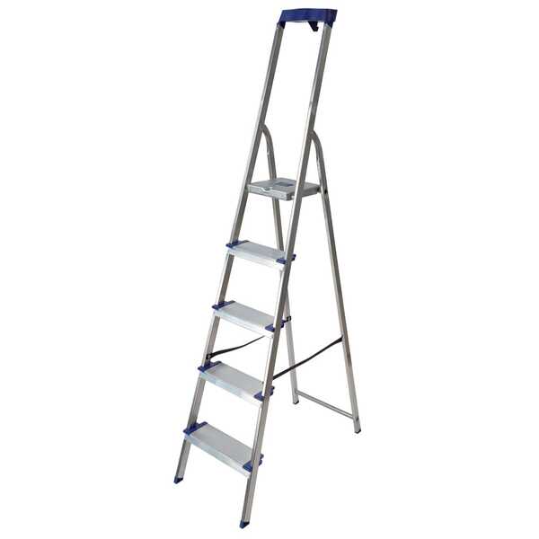Facal Maxi GM/5M, 5 gradini, 1.66 m - Scalandrino in alluminio con cavalletto - Altezza stimata operativa 2.95 m