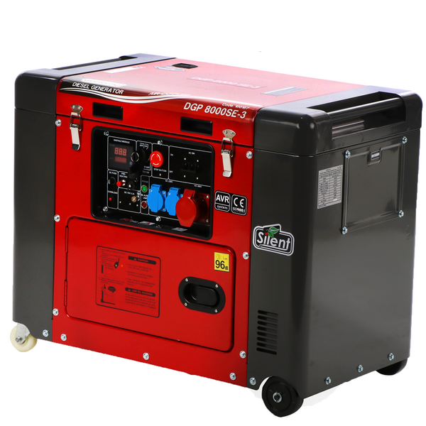 OUTLET - DIFETTI ESTETICI - GeoTech-Pro DGP8000SE-3 - Generatore di corrente diesel silenziato carrellato con AVR 6 kW - Continua 5.5 kW Trifase
